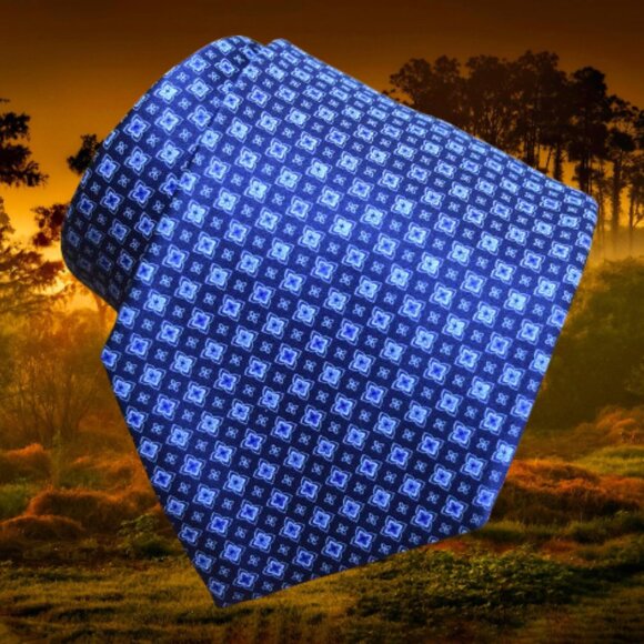 $840 New BRIONI Navy Aqua Blue Floral Medallion Handmade Italy Silk Neck Tie - Picture 2 of 15